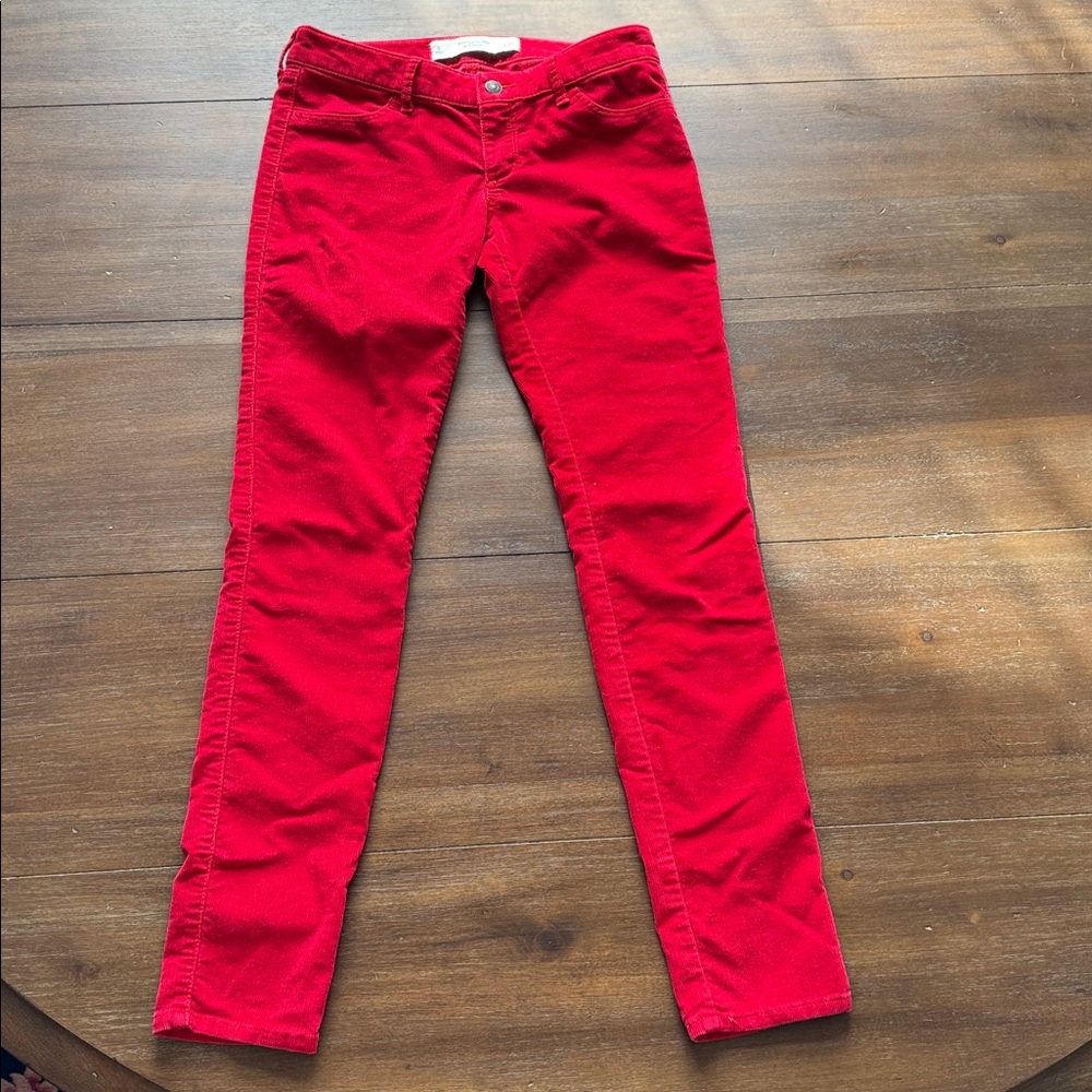 Size 0 W25 Abercrombie & Fitch Women's Corduroy Red Skinny Pants